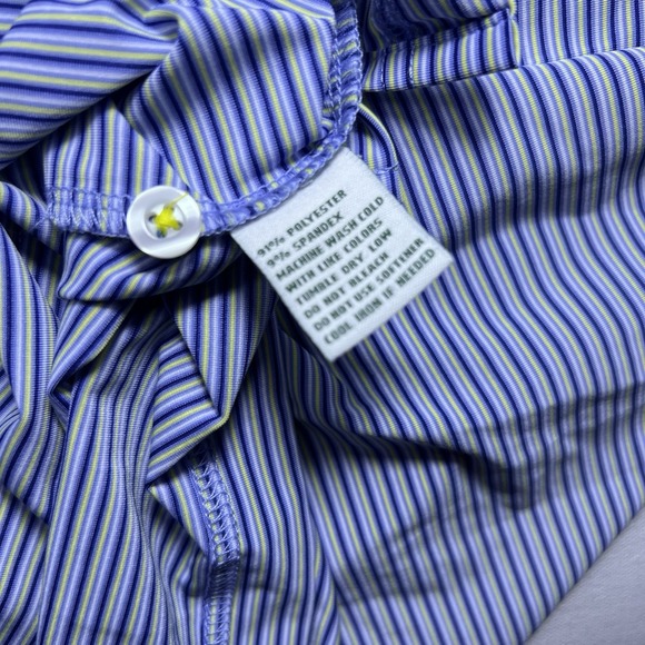 DONALD ROSS SPORT UPF 50 WICKING DRY‎ STRIPE-NAVY/Yellow/WHITE GOLF POLO  SHIRT - Picture 9 of 10